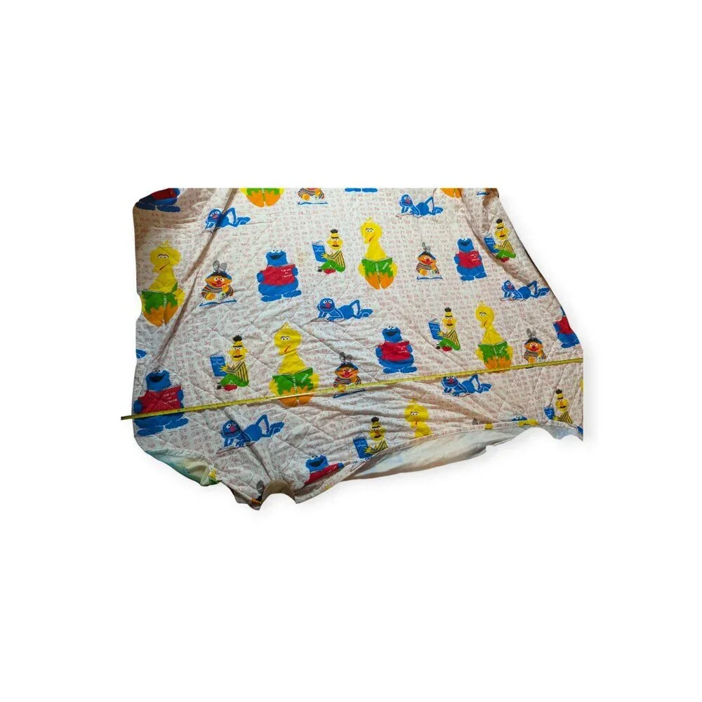 Vintage Burlington Ind. Sesame Street Quilted Blanket Rare 107